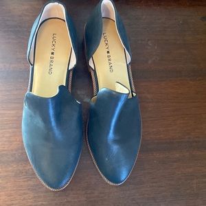 Never worn black leather d’orsay flats